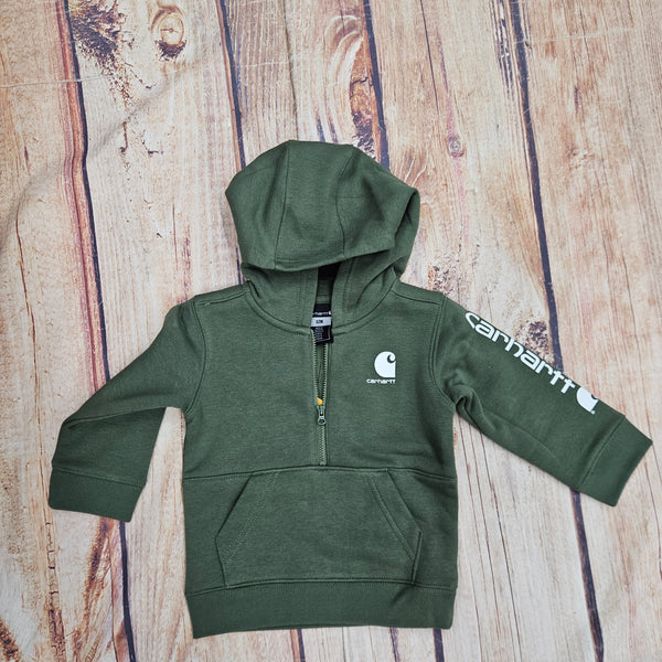 CARHARTT BRONZE GREEN 1/2 ZIP HOODED