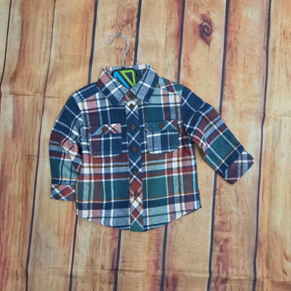 NORUK GREEN/ORANGE/NAVY PLAID BUTTON DOWN LONG SLEEVE