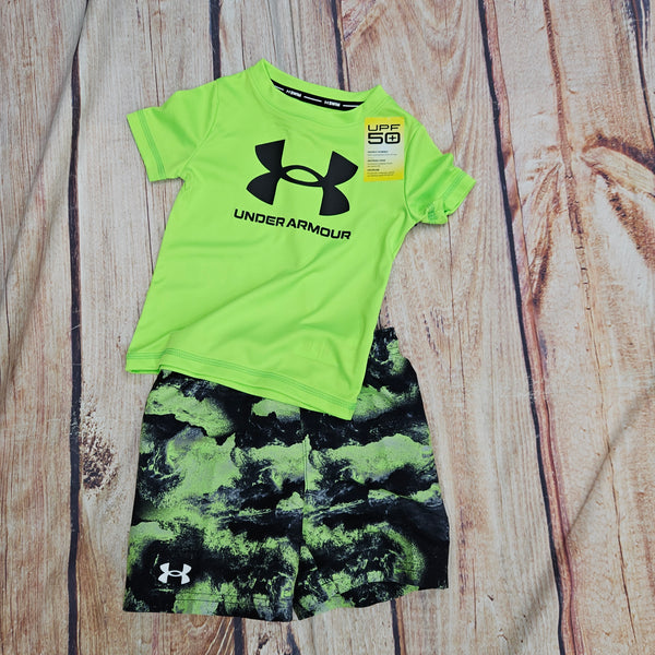 UNDER ARMOUR BOYS DEEP OCEAN 2PC SET HYPER GREEN UASIK57D-321