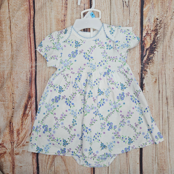 LITTLE ME TRELLIS BLUE FLORAL DRESS SET