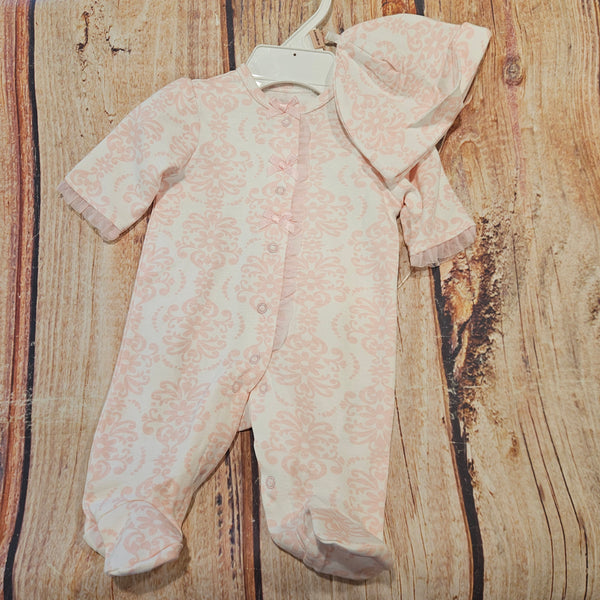 LITTLE ME DAMASK FLORAL PINK SLEEPER