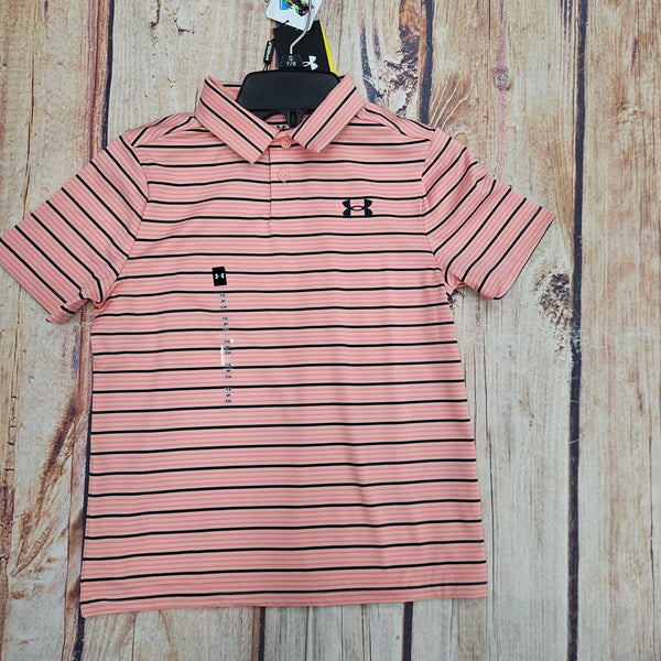UNDER ARMOUR YOUTH POLO PINK STRIPE 6011331
