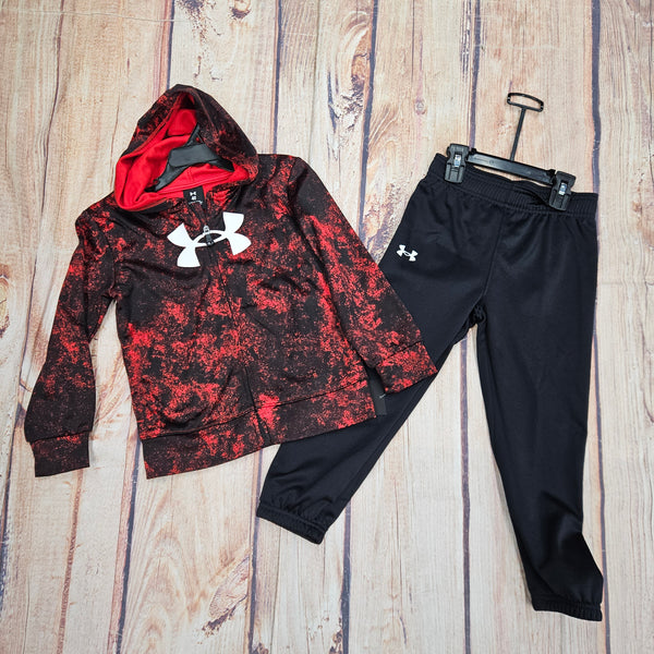 UNDER ARMOUR PRINTED FZ 2PCS HOODED SET RED/BLACK ZIP UP 621