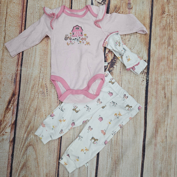 CUTIE PIE BABY FARM SCENE JOGGER SET PALE LILAC SPARKLE HY1100017