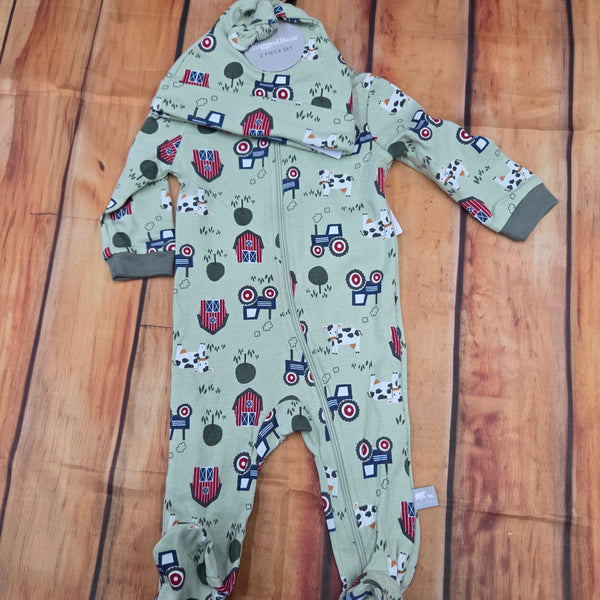 CUTIE PIE BABY FARM BOY COVERALL SET GREEN HG2100005