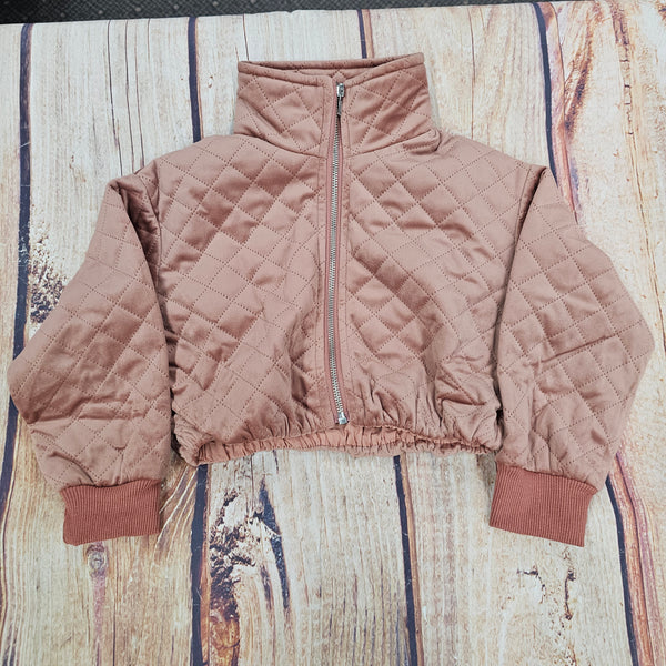 ML KIDS DUSTY ROSE CROPPED QUILTED JACKET