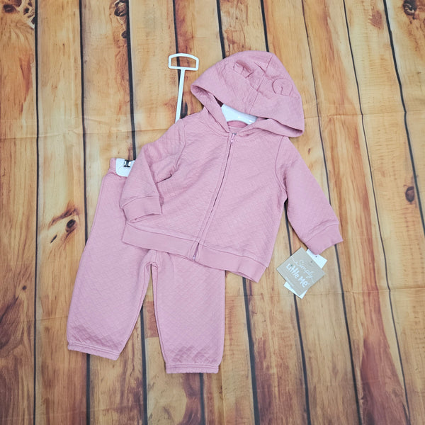 LITTLE ME PINK QUILTED JACKET 2PC SET