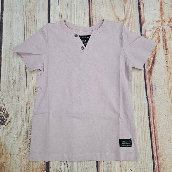 SILVER BOYS S/S V NOTCH NECK TEE 2 BUTTON SBS255065LB