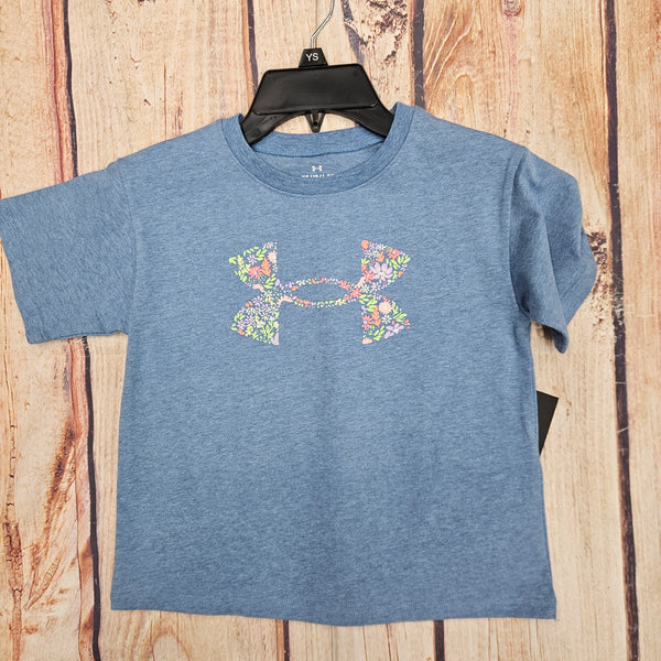 UNDER ARMOUR GIRLS DITSY LOGO SS TEE VARSITY BLUE