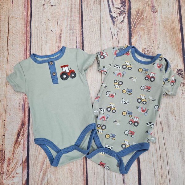 RUGGED BEAR 2PC FARM BODYSUIT GREEN 21GN