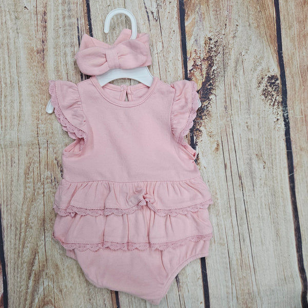 LITTLE ME CANDY LACE ONESIE W/HEADBAND