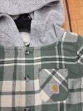 CARHARTT BOYS L/S FLANNEL BUTTON FRONT HOODED SHIRT GN7