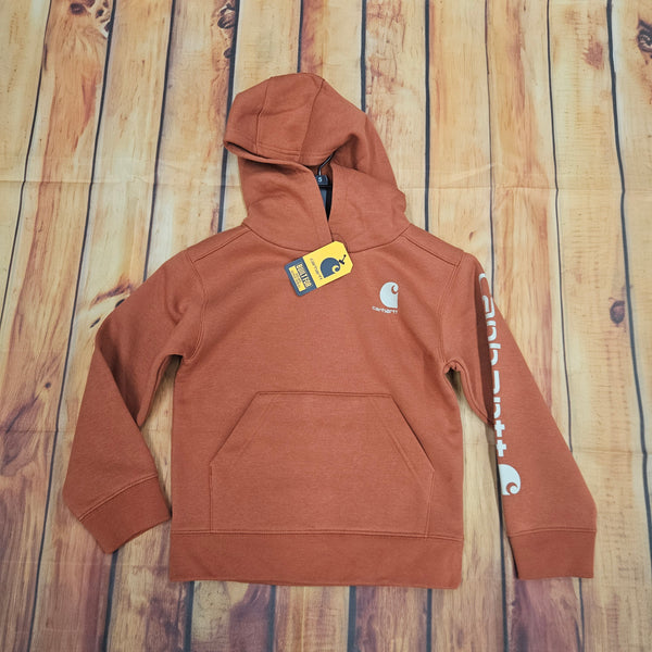CARHARTT BOYS  BURNT BRICK LOGO SWEATSHIRT CA6908-RGO-CA1