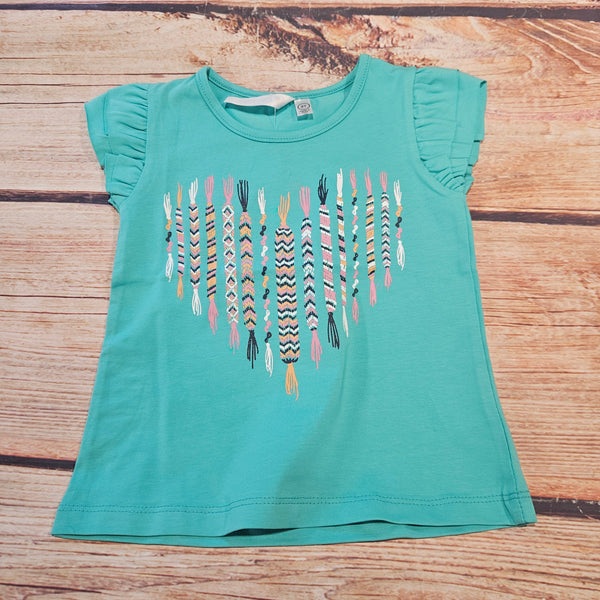 CR SPORTS GIRLS RUFFLE SLV FRIENDSHIP BRACELET TEE
