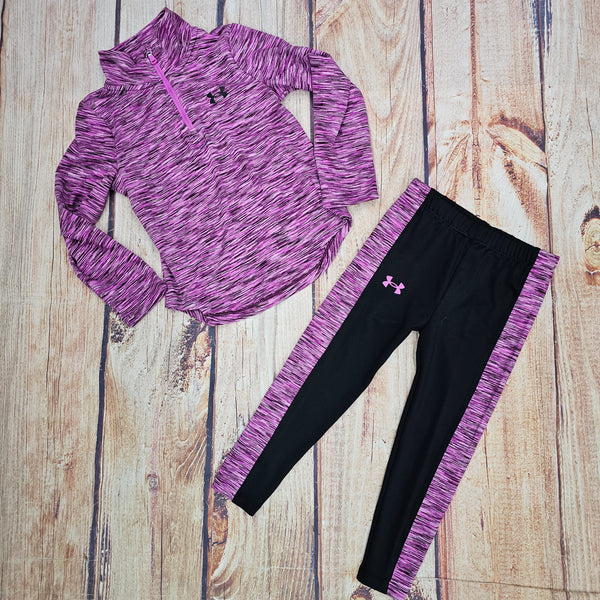 UNDER ARMOUR GIRLS TWISTED 1/4 ZIP 2 PCS SET VIVID MAGENTA 697