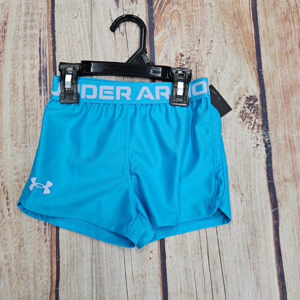 UA GIRLS BLUE SURF PLAY UP SHORTS