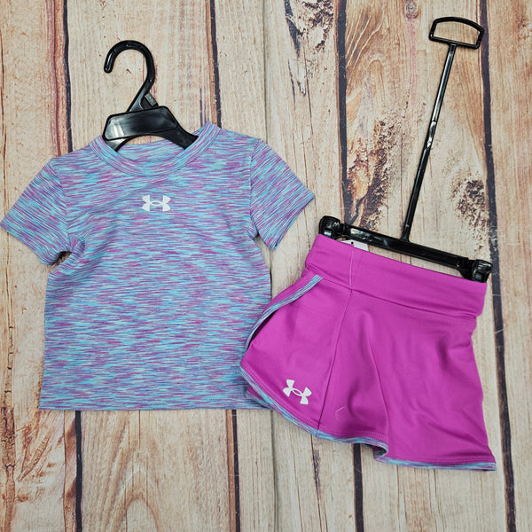 UNDER ARMOUR GIRLS TEE WRAP SKORT FLO FUCHSIA PURPLE TEAL