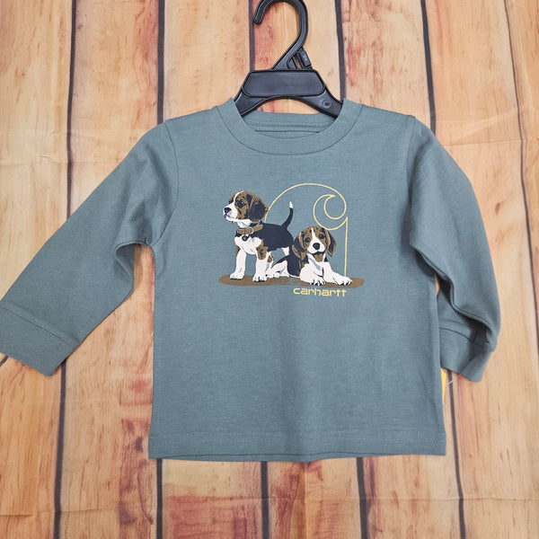 CARHARTT BOYS LONG SLEEVE PUPPY T-SHIRT MED GREEN CA6869 GN7 AG1