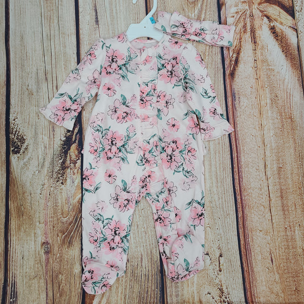 CLEARANCE LITTLE ME DREAM FLORAL PINK FOOTIE