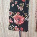 CLEARANCE Noruk Black with Coral Floral Pattern Legging
