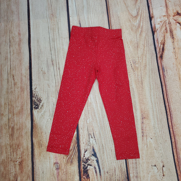 Red Glitter Print Leggings
