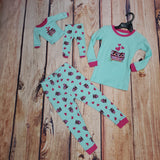 LEVERET MINT OWL PJ WITH MATCHING DOLL SET