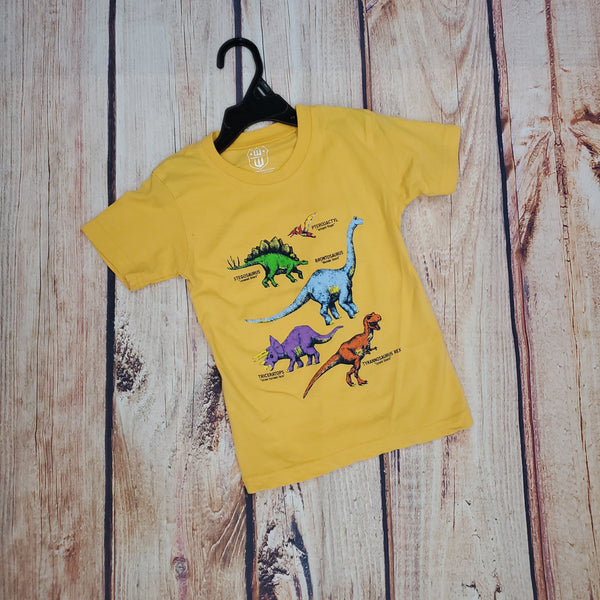 WES AND WILLY YELLOW DINO TEE