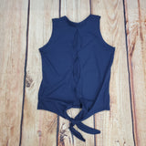 407 CANDENCE NAVY TIE BACK TOP