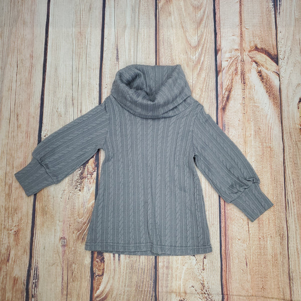 ML KIDS GREY CABLE KNIT SWEATER