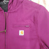 Carhartt Girls Canvas Insulated Hooded Jacket Plum Caspia