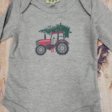 CR SPORTS RED TRACTOR AND TREE LONG SLEEVE ONESIE