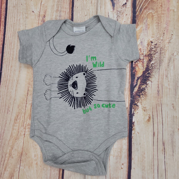UP BABY WILD BUT CUTE JUNGLE GRAY BODYSUIT
