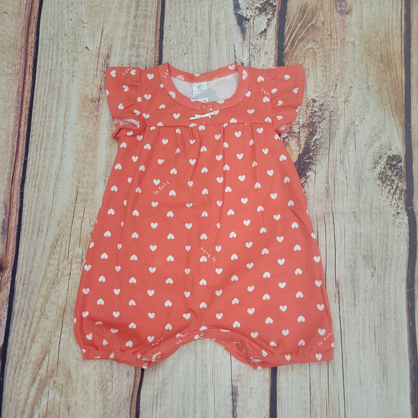 UP BABY CORAL HEART ROMPER