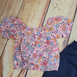 QUIMBY FLORAL CROP TOP SWEAT SHORT SET