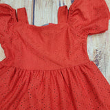 QUIMBY RED EYELET DRESS