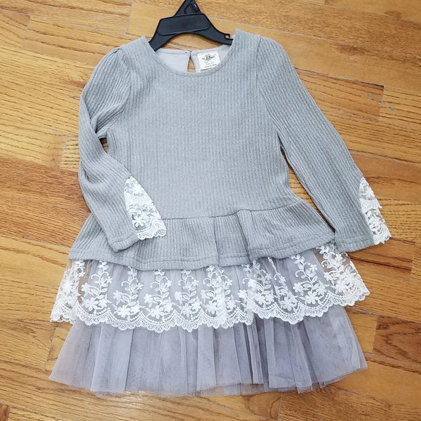ML Kids Gray/Cream Dress