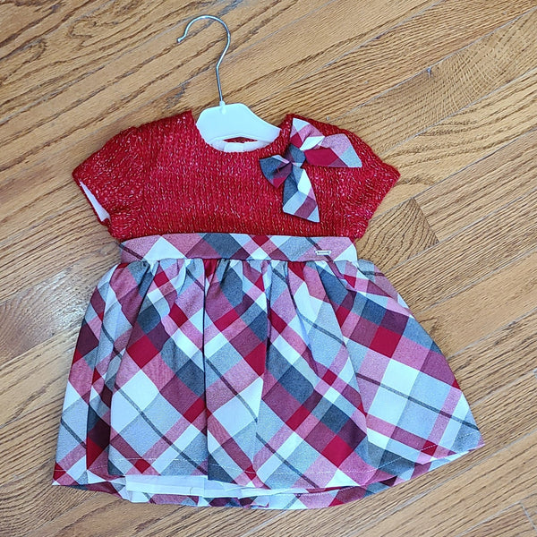 Mayoral Red/Gray Sweater check dress