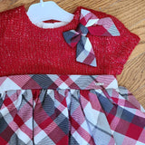 Mayoral Red/Gray Sweater check dress