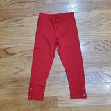CR Sports Basic Red Leggings with Button Placket