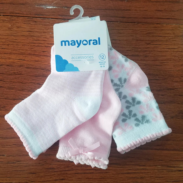 Mayoral 3 pack girls pink socks