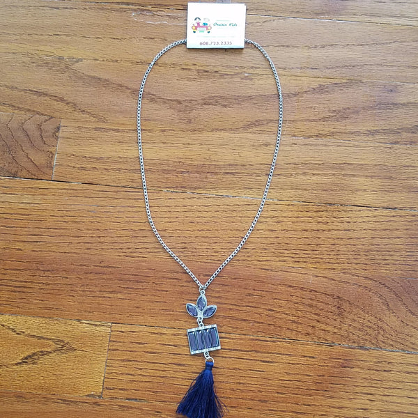 Navy Tassle Necklace